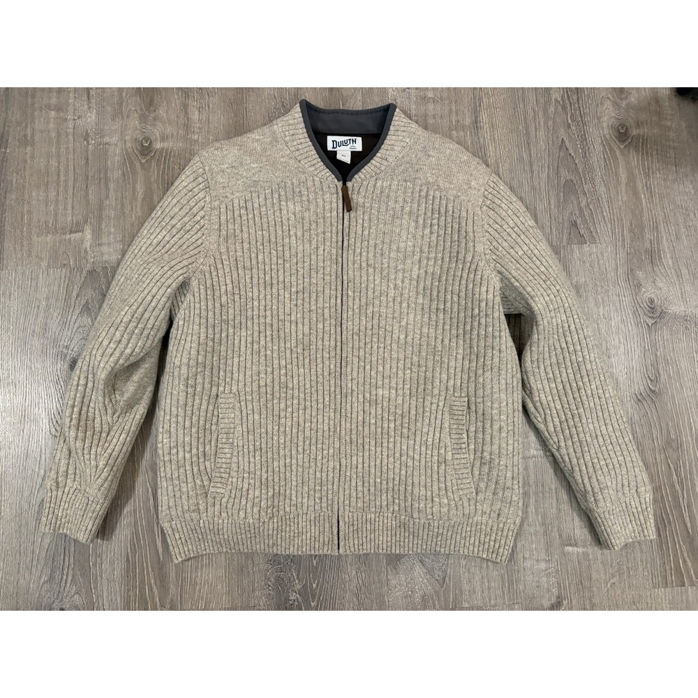 Duluth Trading Sweater Mens XXL Full Zip Shetland Wool Cardigan Jacket